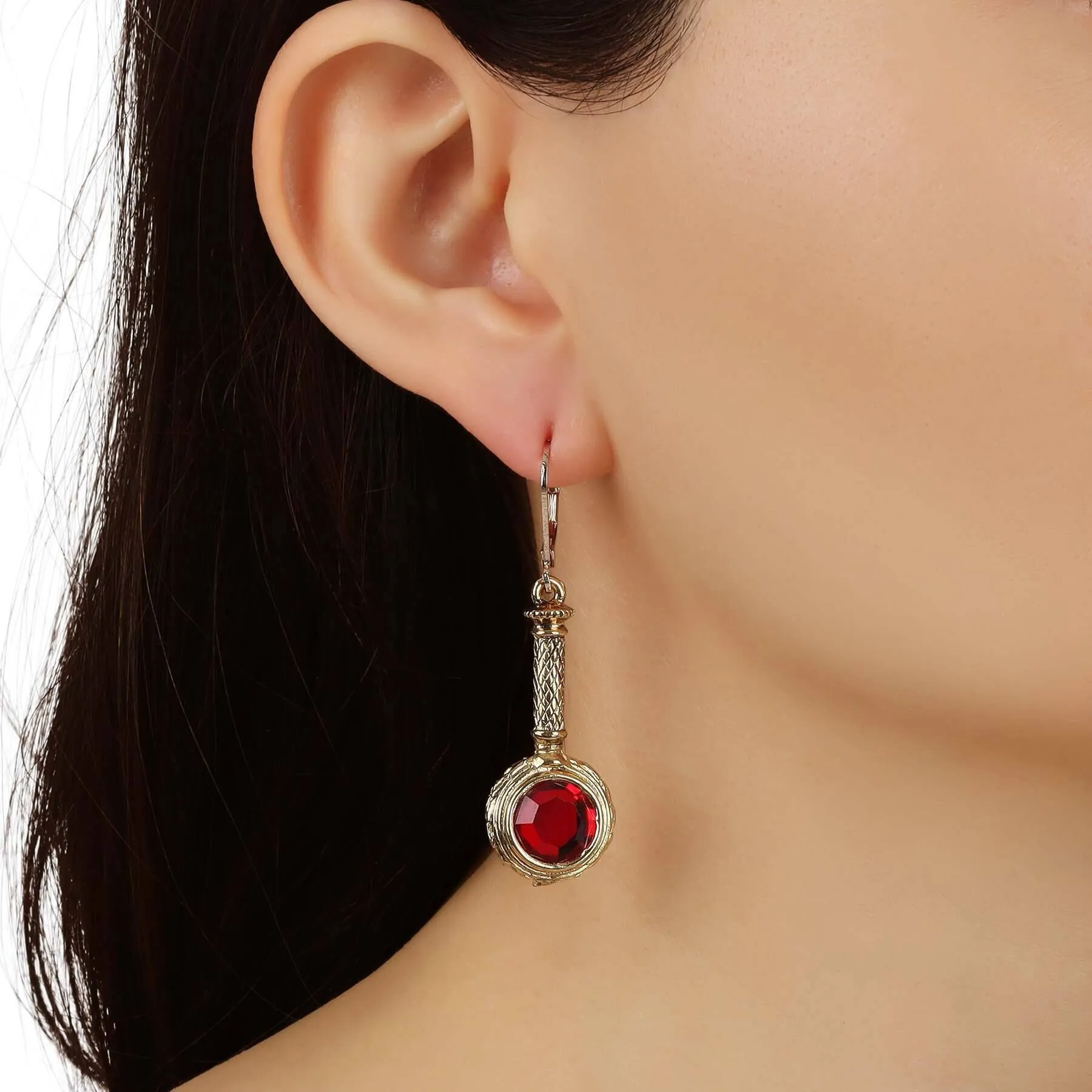 1928 Jewelry Round Austrian Crystal Magnifying Glass Shaped Drop Earrings 1928 Jewelry