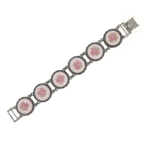 1928 Jewelry Round Blue & Pink Rose Stone Link Bracelet 1928 Jewelry