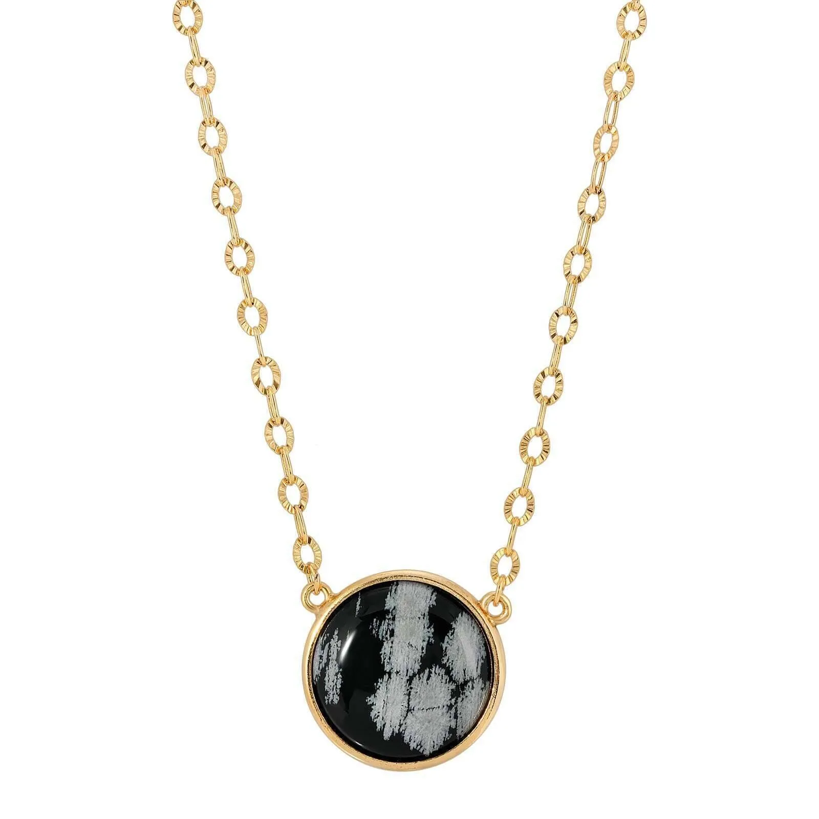 1928 Jewelry Round Cabochon Gemstone Pendant Necklace 16"   3" Extender 1928 Jewelry