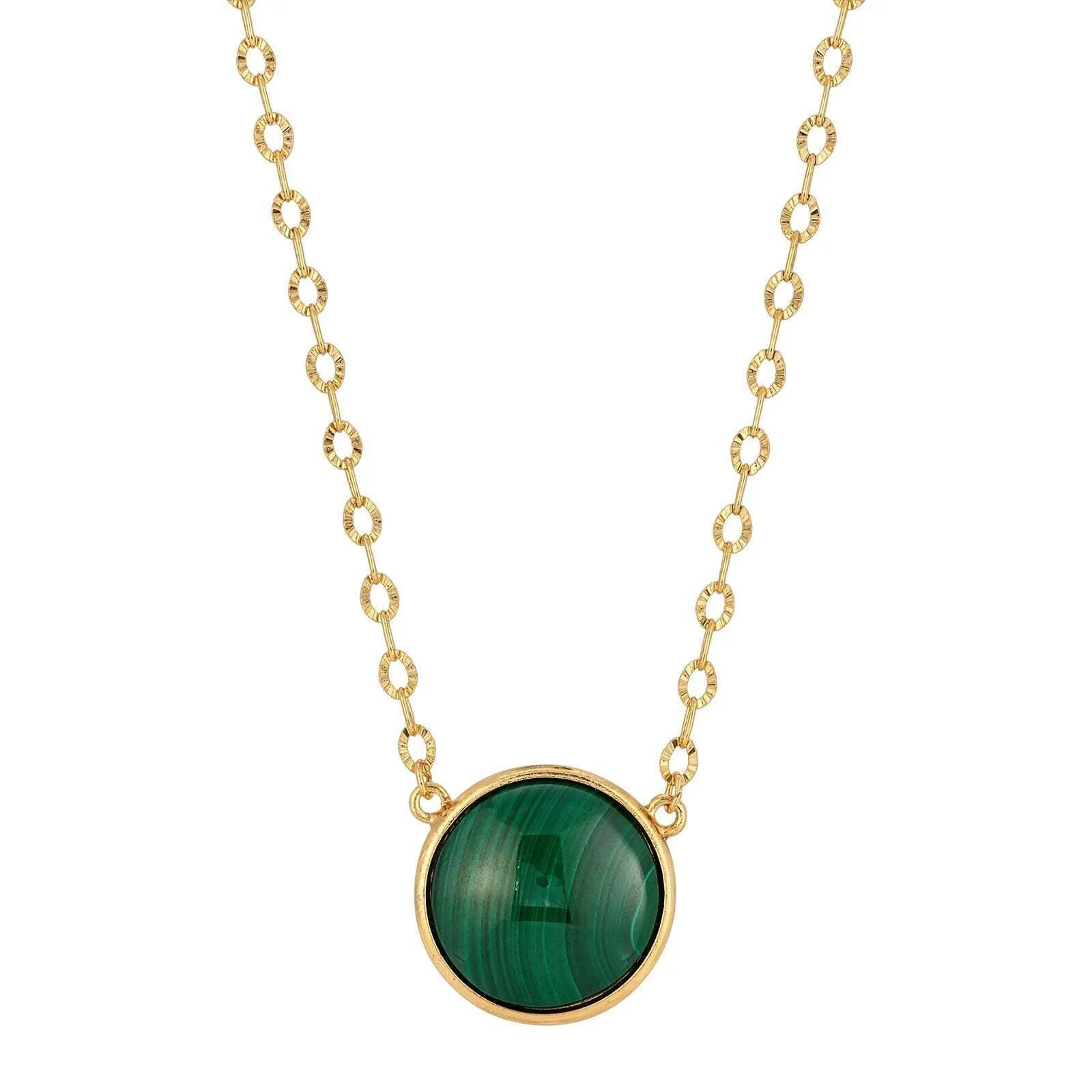 1928 Jewelry Round Cabochon Gemstone Pendant Necklace 16"   3" Extender 1928 Jewelry