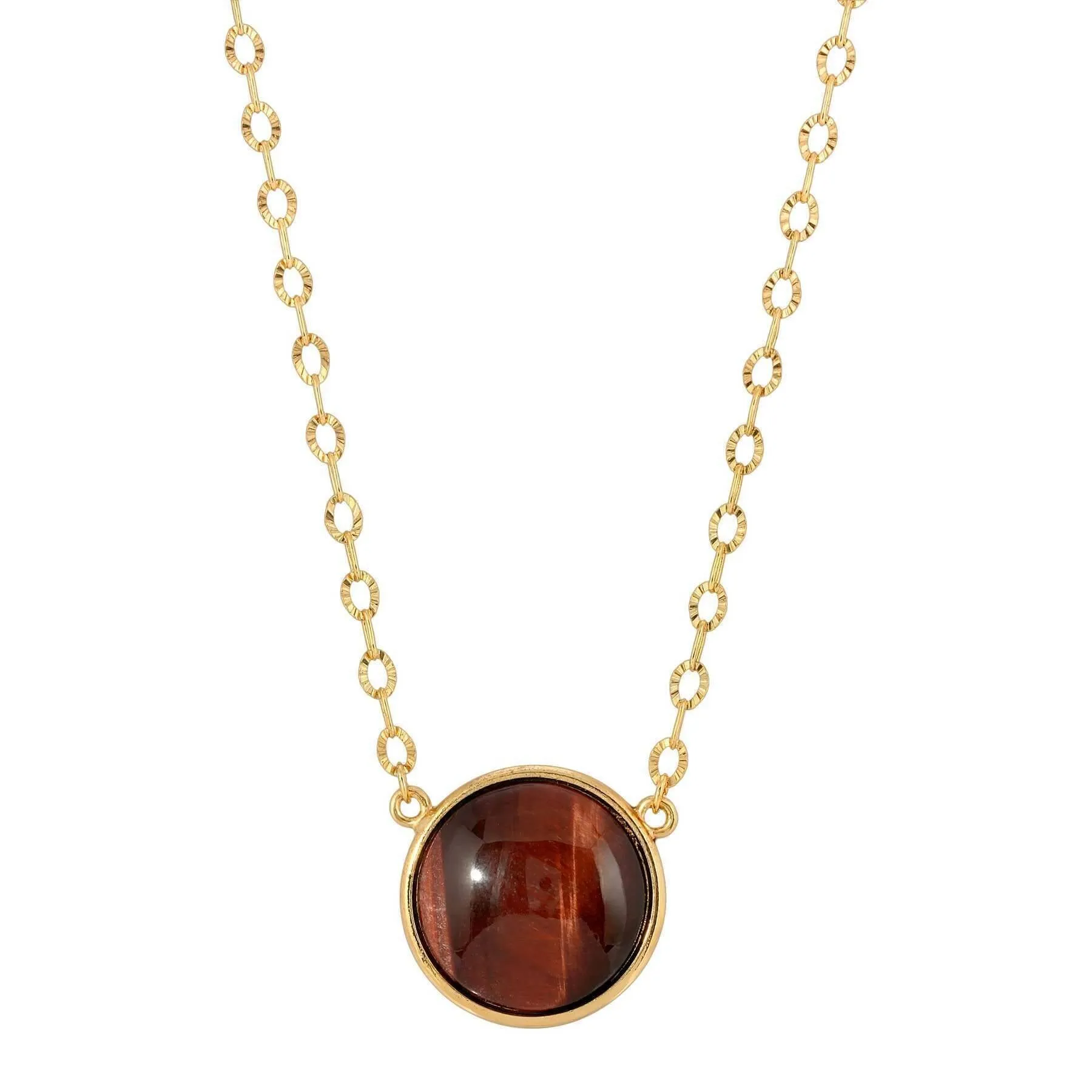 1928 Jewelry Round Cabochon Gemstone Pendant Necklace 16"   3" Extender 1928 Jewelry