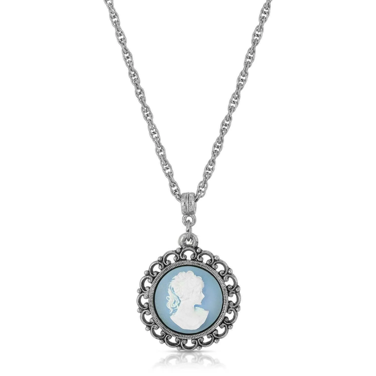 1928 Jewelry Round Cameo Pendant Necklace 18" 1928 Jewelry