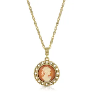 1928 Jewelry Round Cameo Pendant Necklace 18" 1928 Jewelry