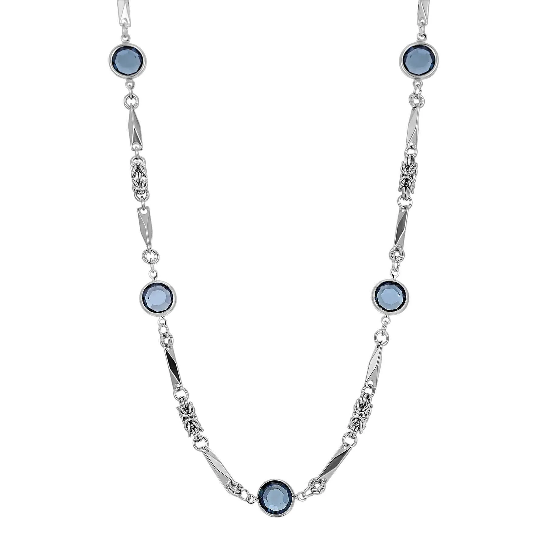 1928 Jewelry Round Channel Crystal Pendant Necklace 24" 1928 Jewelry