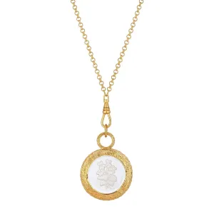 1928 Jewelry Round Clear Intaglio Glass Swivel Pendant Necklace 28" 1928 Jewelry