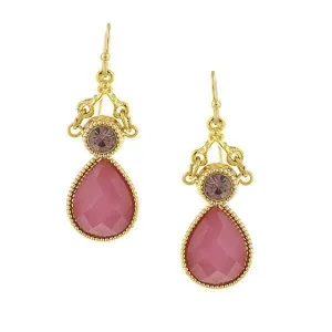 1928 Jewelry Round Crystal & Multifaceted Stone Teardrop Earrings 1928 Jewelry