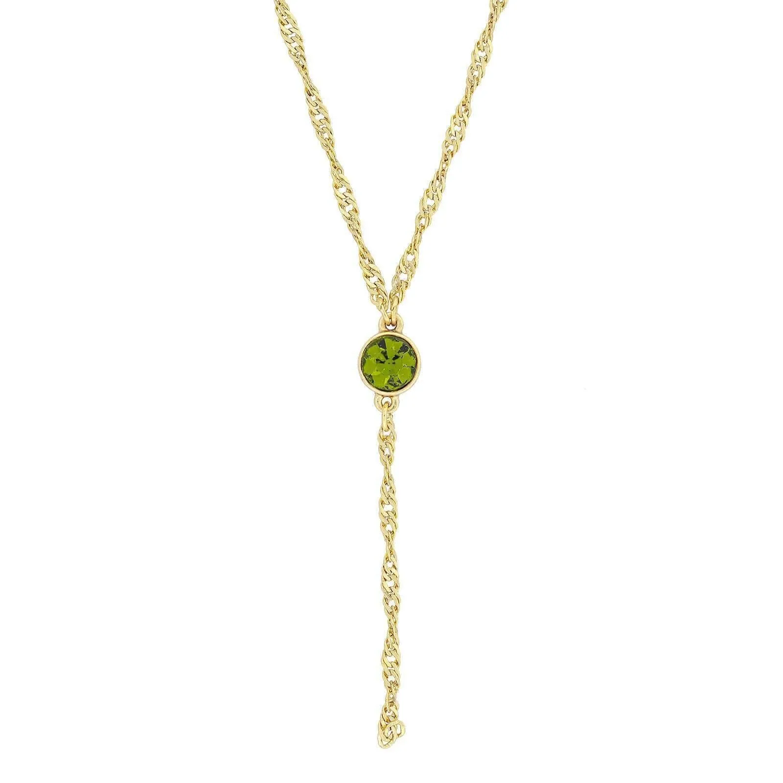 1928 Jewelry Round Crystal Dainty Pendant Twisted Y-Chain Necklace 16"   3" Extender 1928 Jewelry