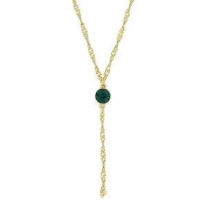 1928 Jewelry Round Crystal Dainty Pendant Twisted Y-Chain Necklace 16"   3" Extender 1928 Jewelry