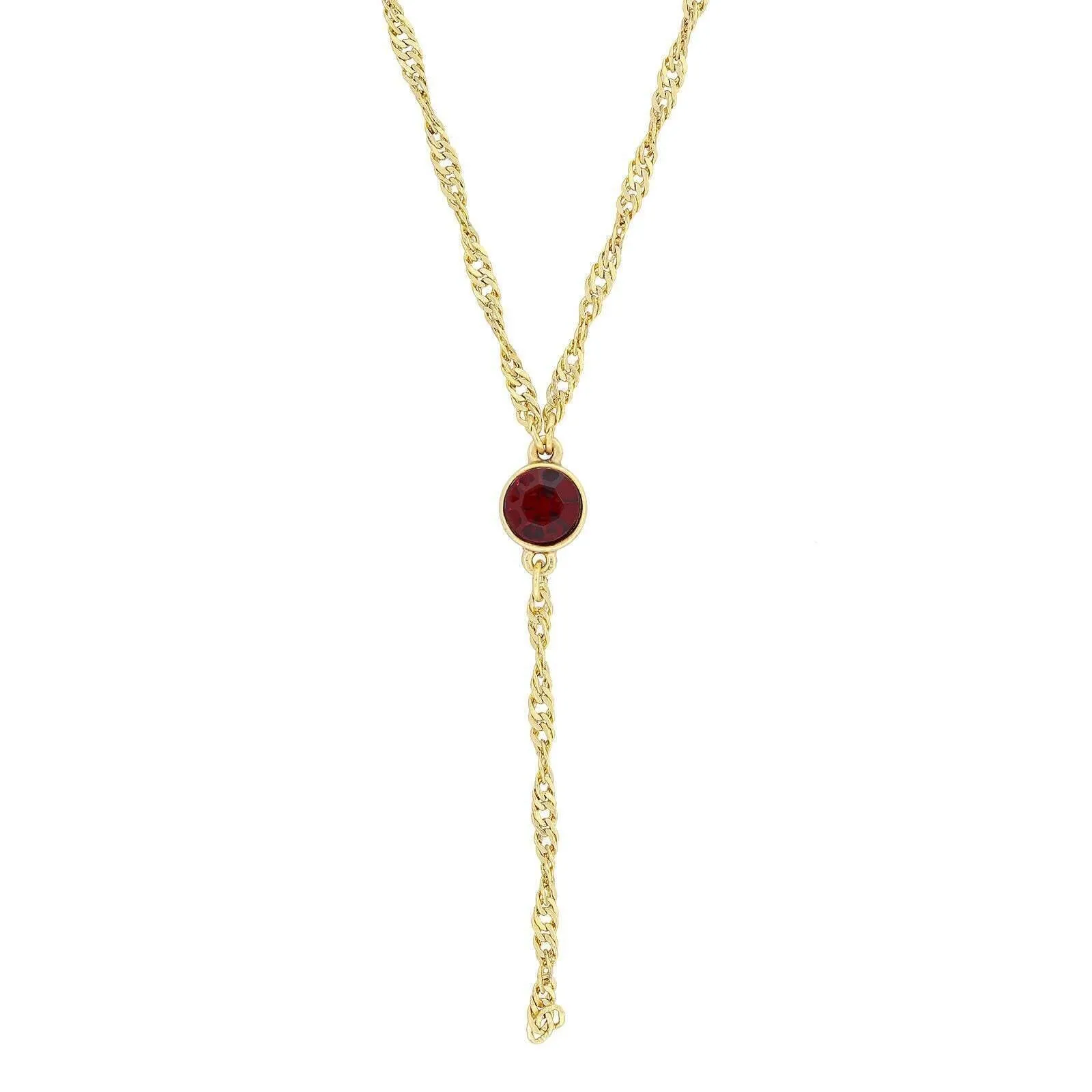 1928 Jewelry Round Crystal Dainty Pendant Twisted Y-Chain Necklace 16"   3" Extender 1928 Jewelry