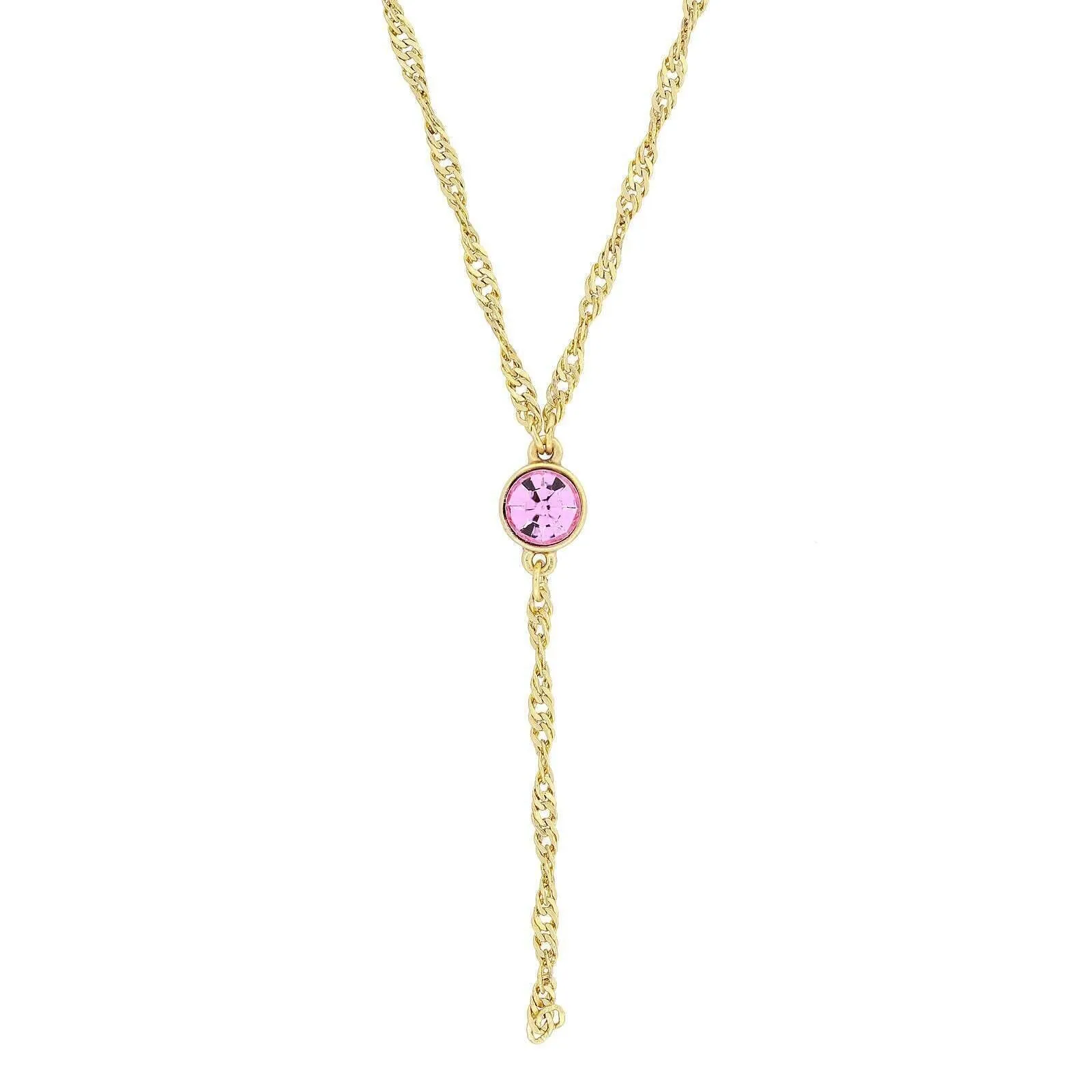 1928 Jewelry Round Crystal Dainty Pendant Twisted Y-Chain Necklace 16"   3" Extender 1928 Jewelry