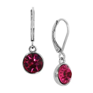 1928 Jewelry Round Crystal Dainty Silver Drop Earrings 1928 Jewelry