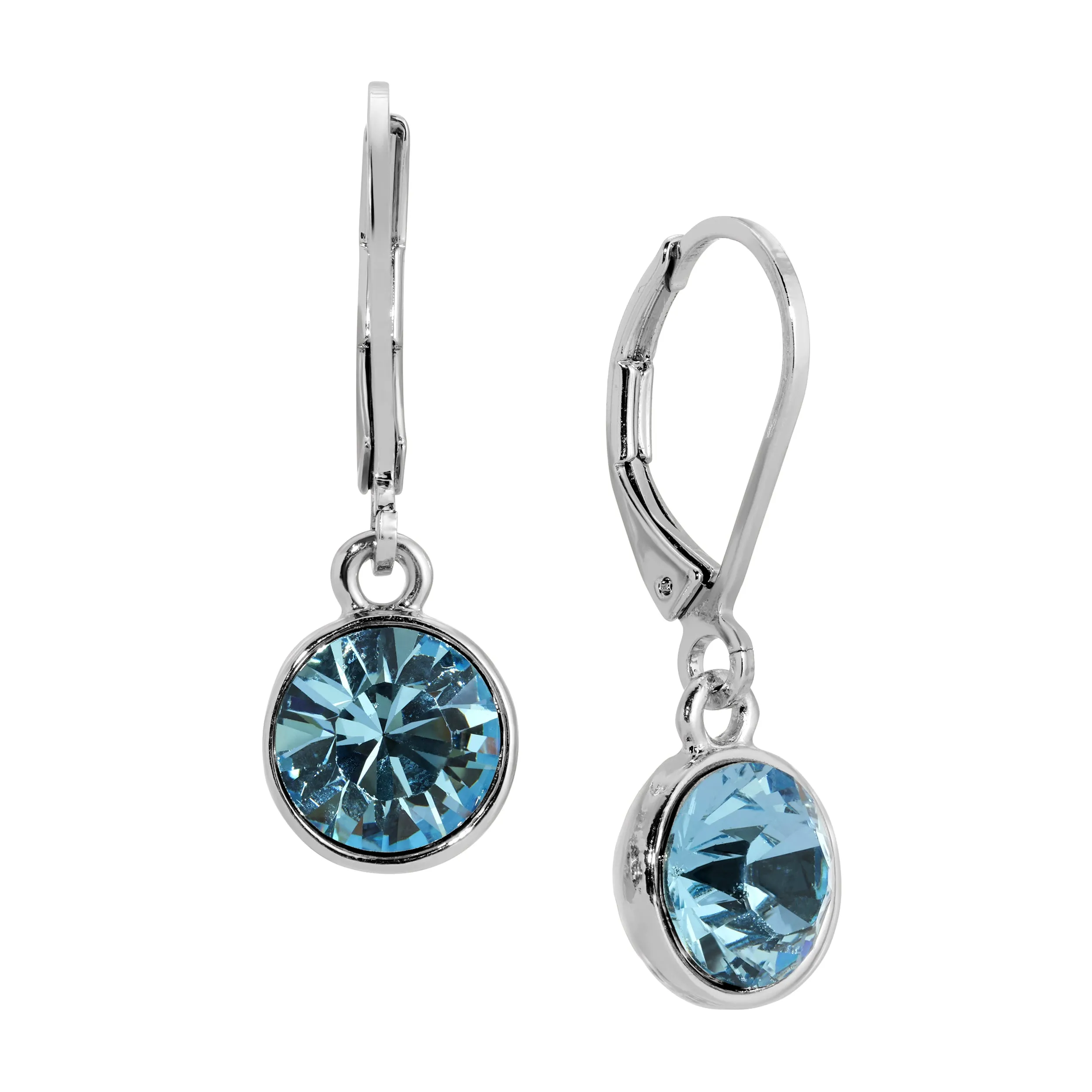1928 Jewelry Round Crystal Dainty Silver Drop Earrings 1928 Jewelry