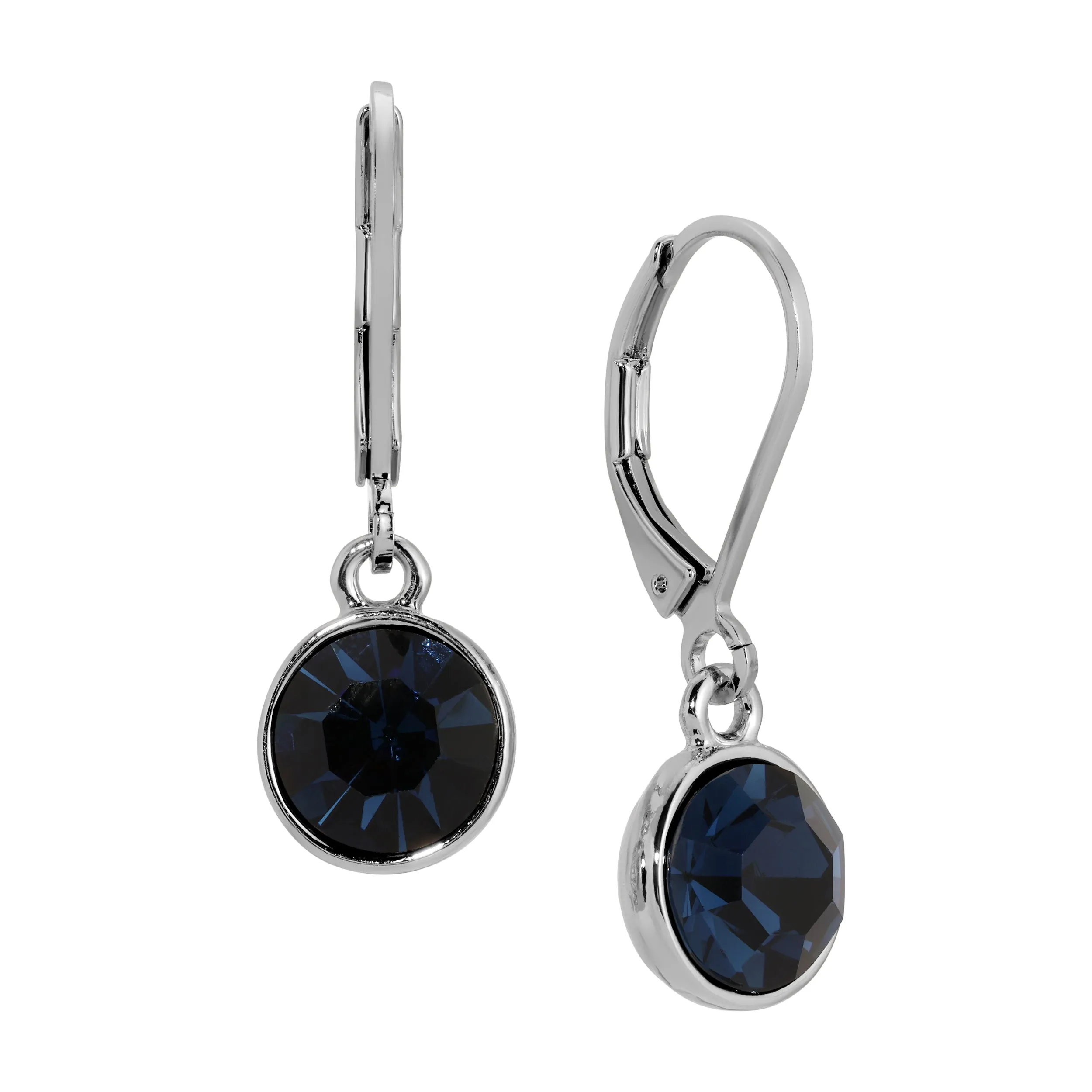 1928 Jewelry Round Crystal Dainty Silver Drop Earrings 1928 Jewelry