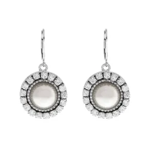1928 Jewelry Round Crystal Faux Pearl Drop Earrings 1928 Jewelry