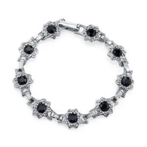 1928 Jewelry Round Crystal Flower Link Clasp Bracelet 1928 Jewelry