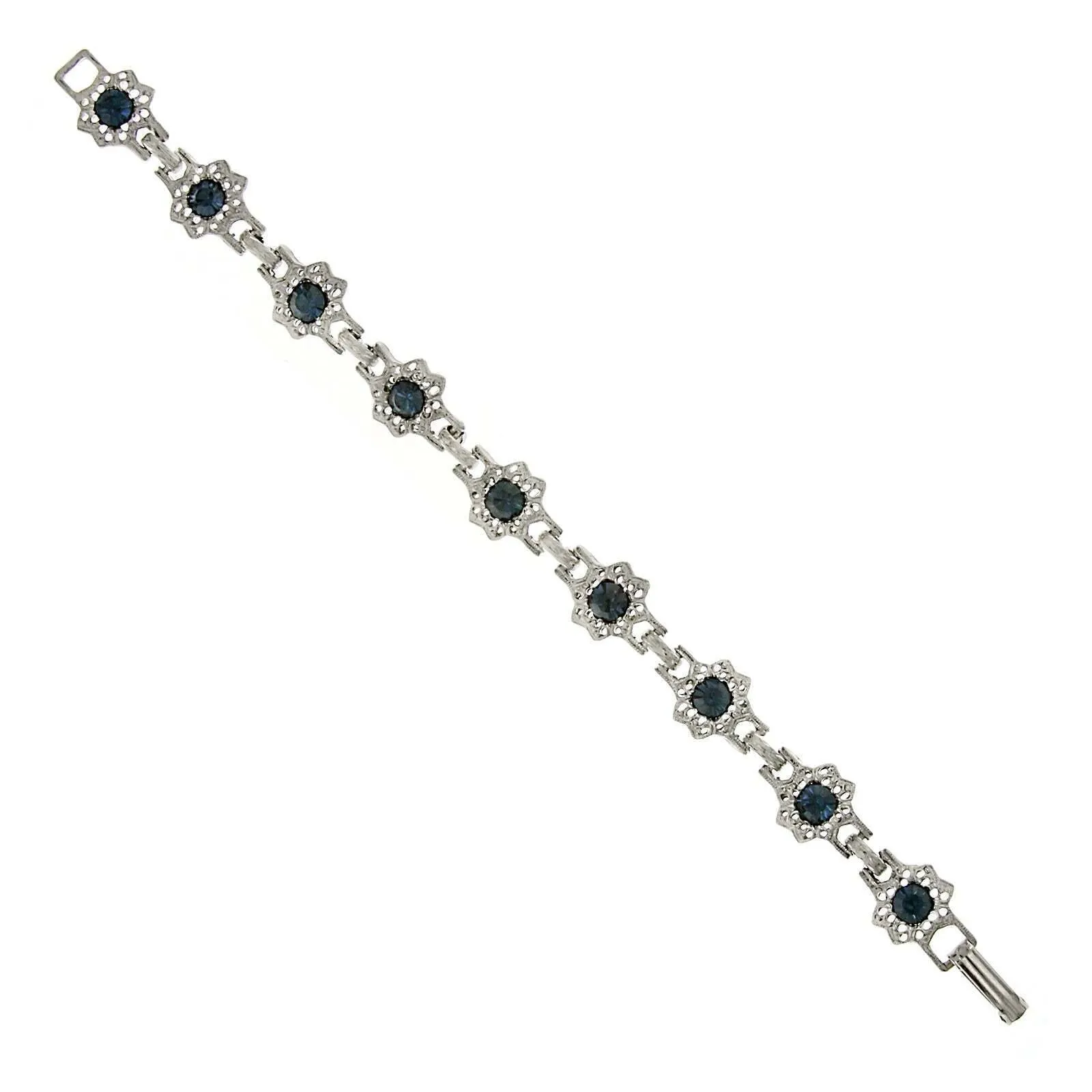 1928 Jewelry Round Crystal Flower Link Clasp Bracelet 1928 Jewelry