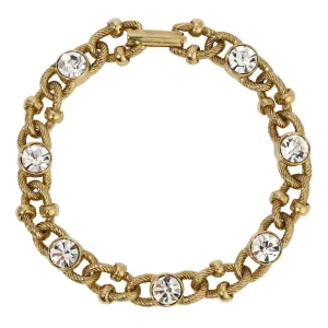 1928 Jewelry Round Crystal Textured Rope Link Bracelet 1928 Jewelry