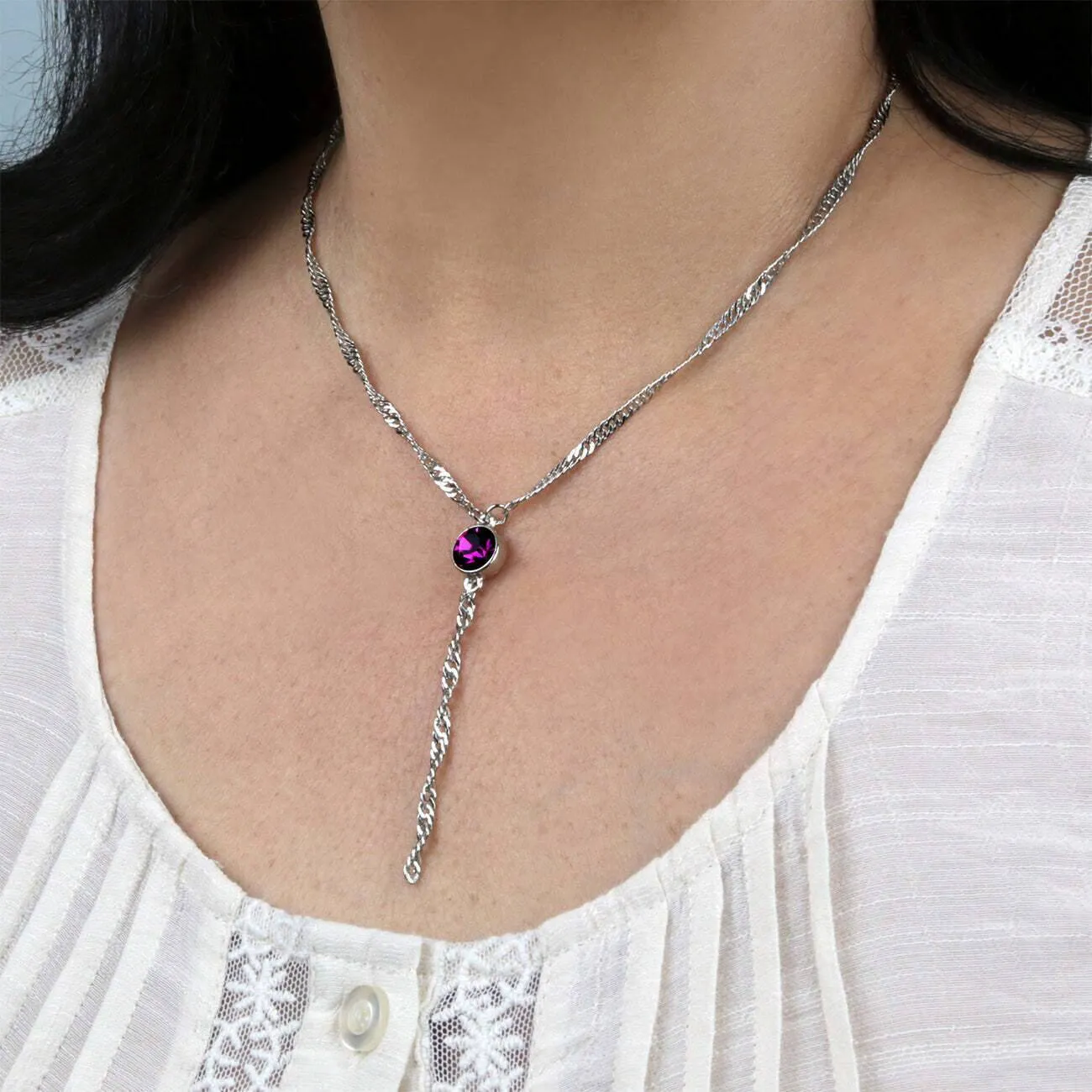 1928 Jewelry Round Crystal Y Necklace Chain 16"   3" Extender 1928 Jewelry
