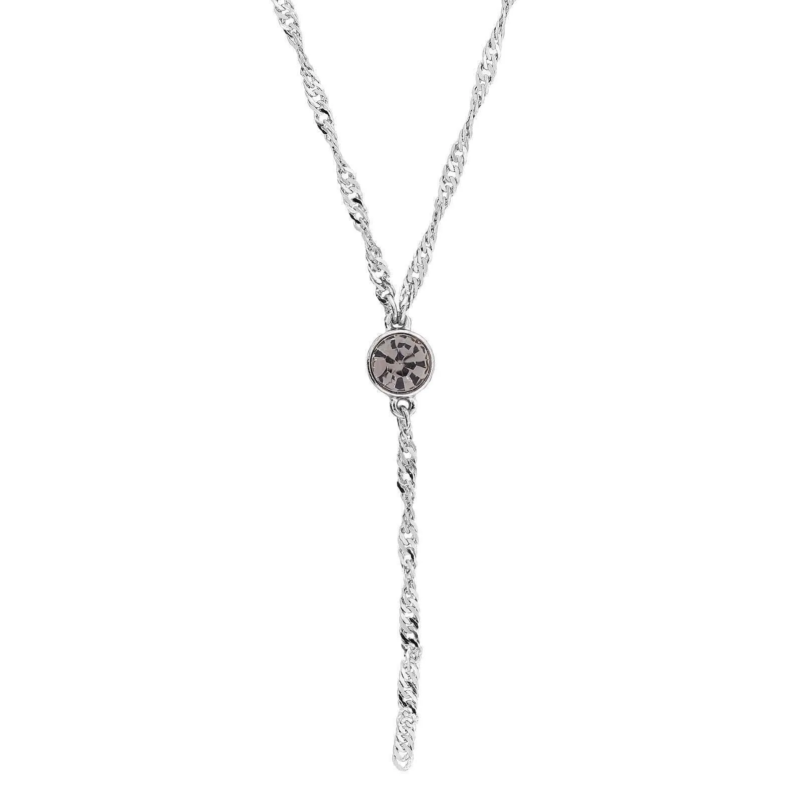 1928 Jewelry Round Crystal Y Necklace Chain 16"   3" Extender 1928 Jewelry