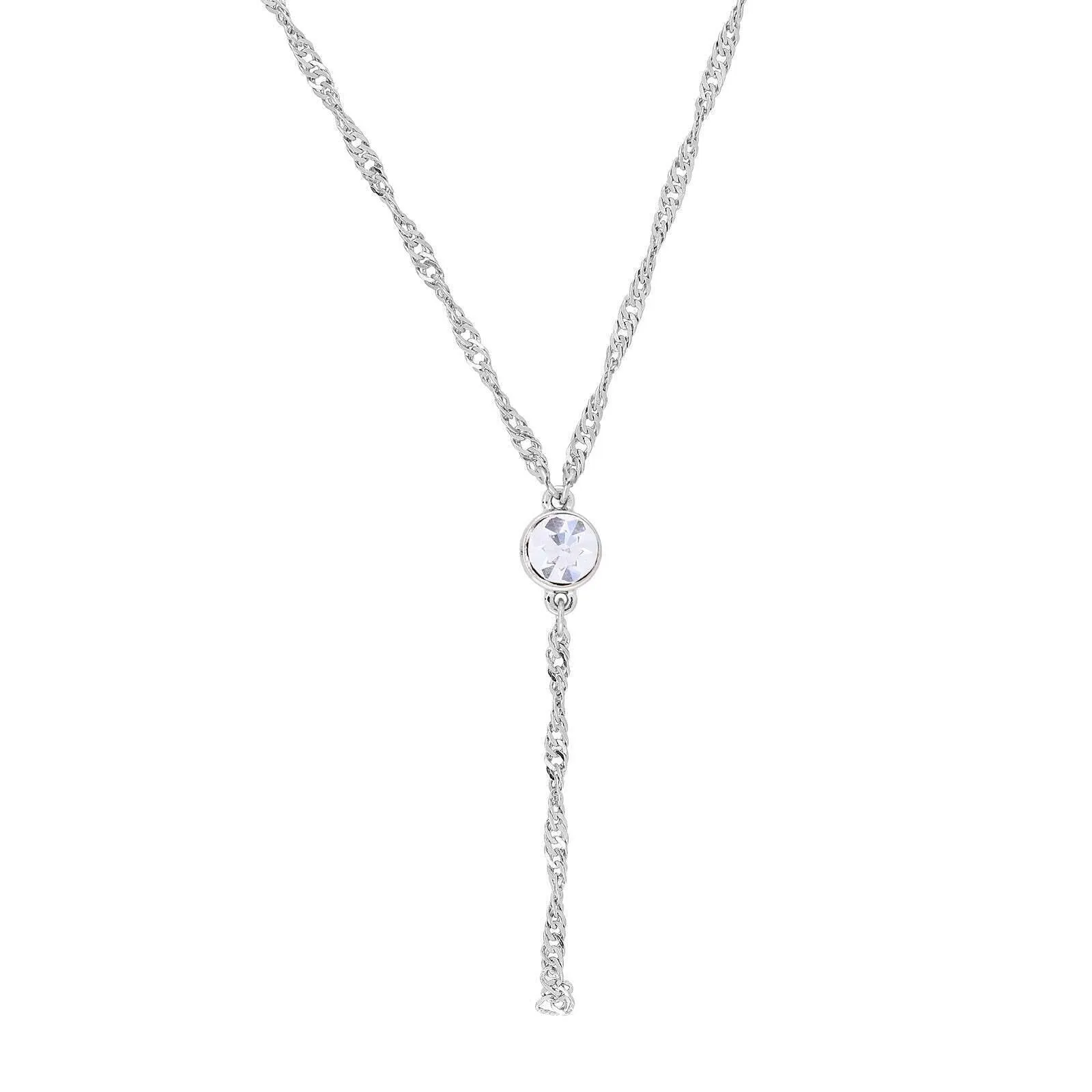 1928 Jewelry Round Crystal Y Necklace Chain 16"   3" Extender 1928 Jewelry