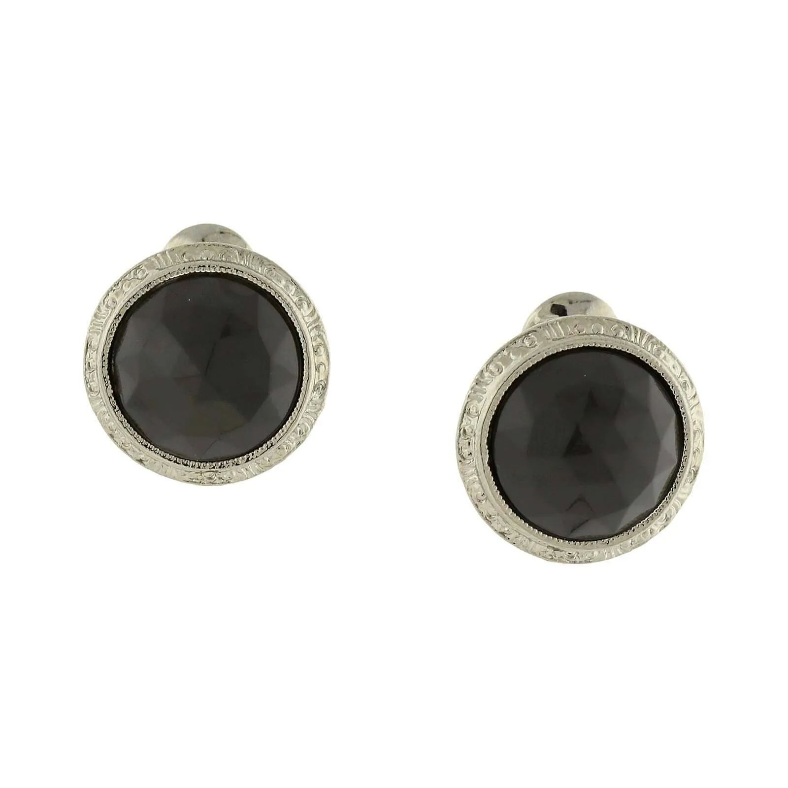 1928 Jewelry Round Etched Button Clip On Earrings 1928 Jewelry