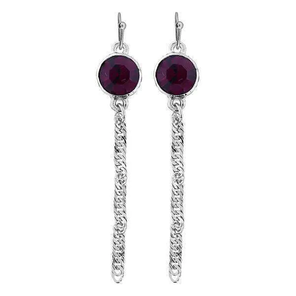 1928 Jewelry Round Euro Crystal Twisted Chain Linear Earrings 1928 Jewelry