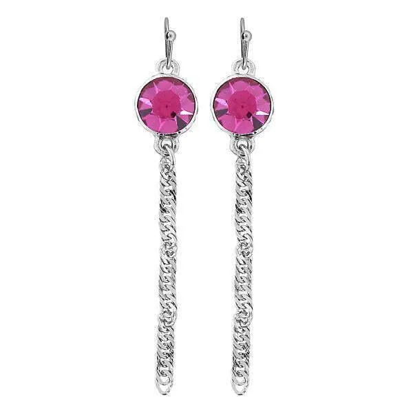 1928 Jewelry Round Euro Crystal Twisted Chain Linear Earrings 1928 Jewelry
