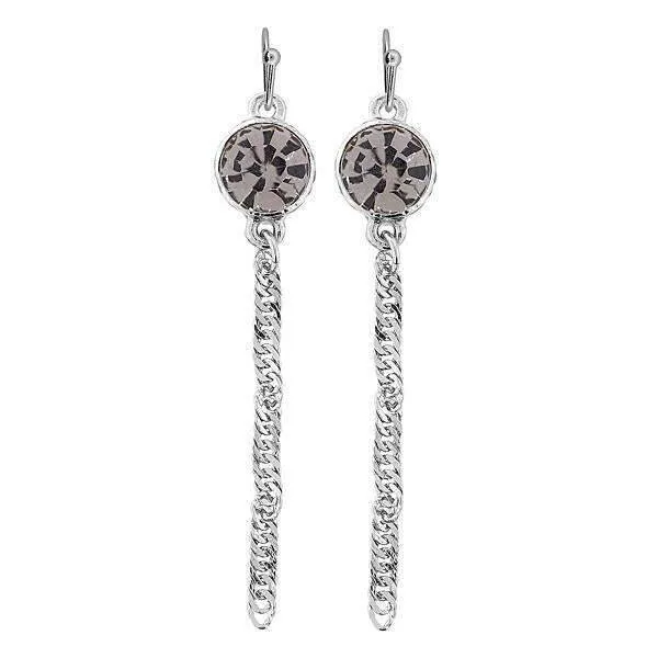 1928 Jewelry Round Euro Crystal Twisted Chain Linear Earrings 1928 Jewelry