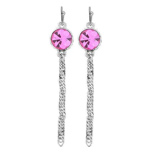 1928 Jewelry Round Euro Crystal Twisted Chain Linear Earrings 1928 Jewelry