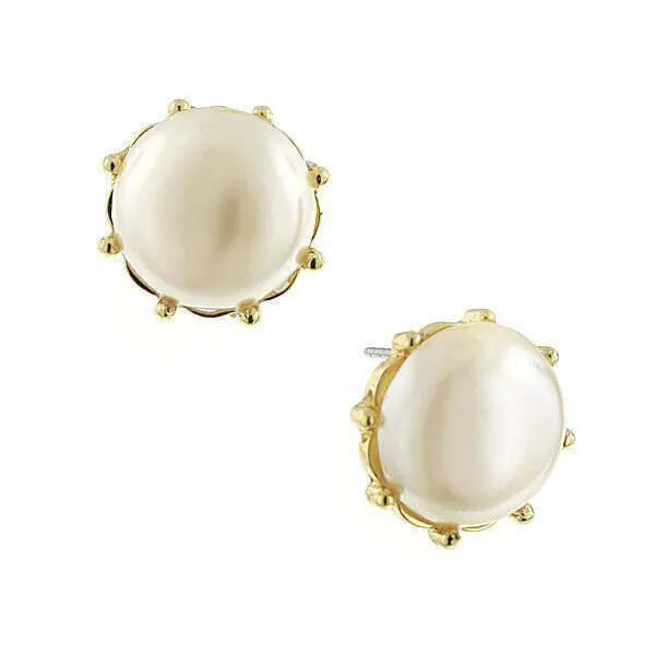 1928 Jewelry Round Faux Pearl Button Earrings 1928 Jewelry