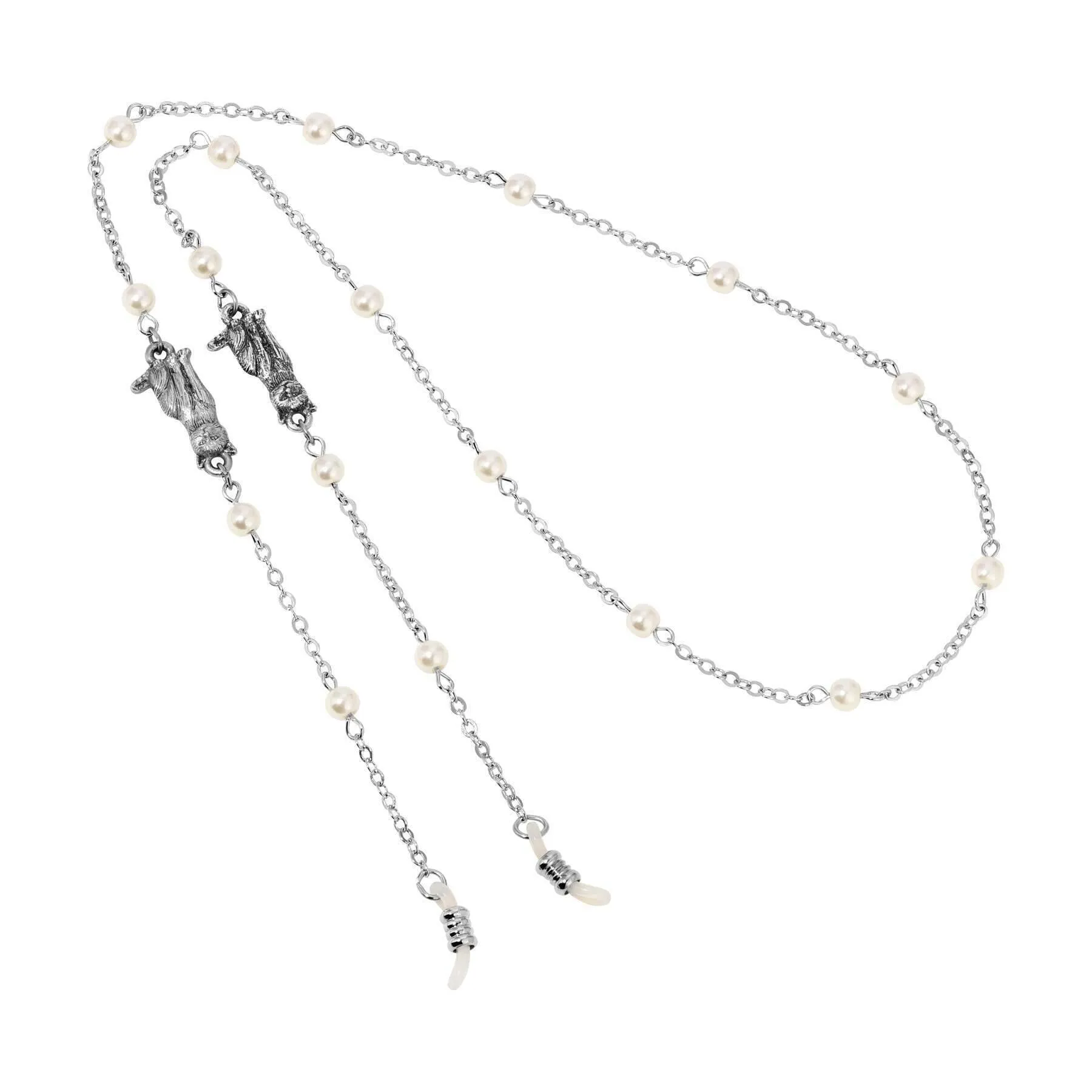 1928 Jewelry Round Faux Pearl Cable Chain Eyeglass Holder Necklace 26" 1928 Jewelry