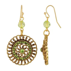 1928 Jewelry Round Filigree Multi Crystal Dangle Earrings 1928 Jewelry