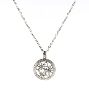 1928 Jewelry Round Floral Pendant Necklace 16"   3" Extender 1928 Jewelry