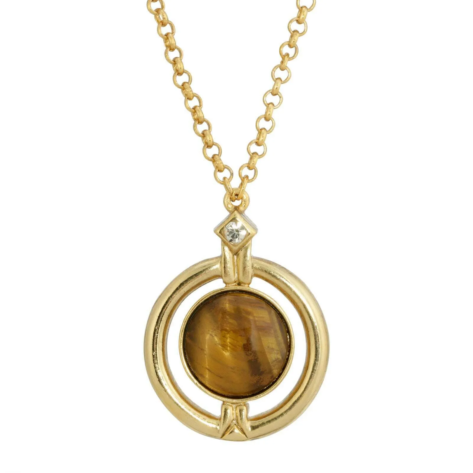1928 Jewelry Round Gemstone And Crystal Pendant Necklace 20"   3" Extender 1928 Jewelry