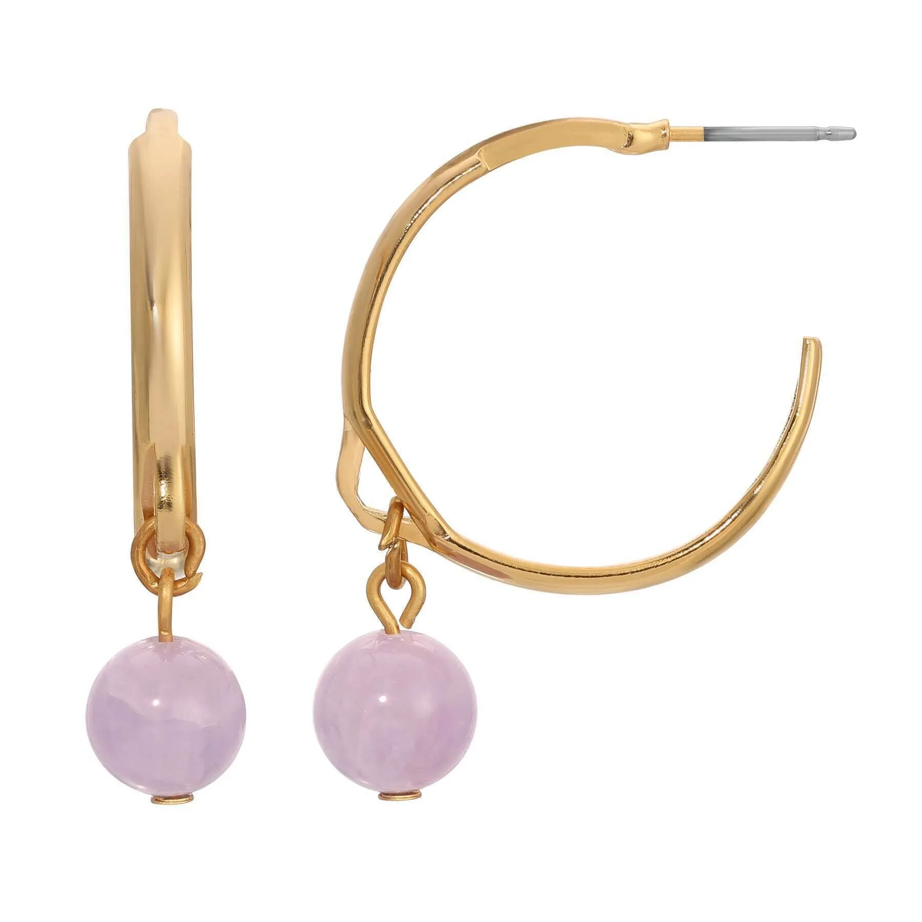 1928 Jewelry Round Gemstone Gold Hoop Earrings 1928 Jewelry