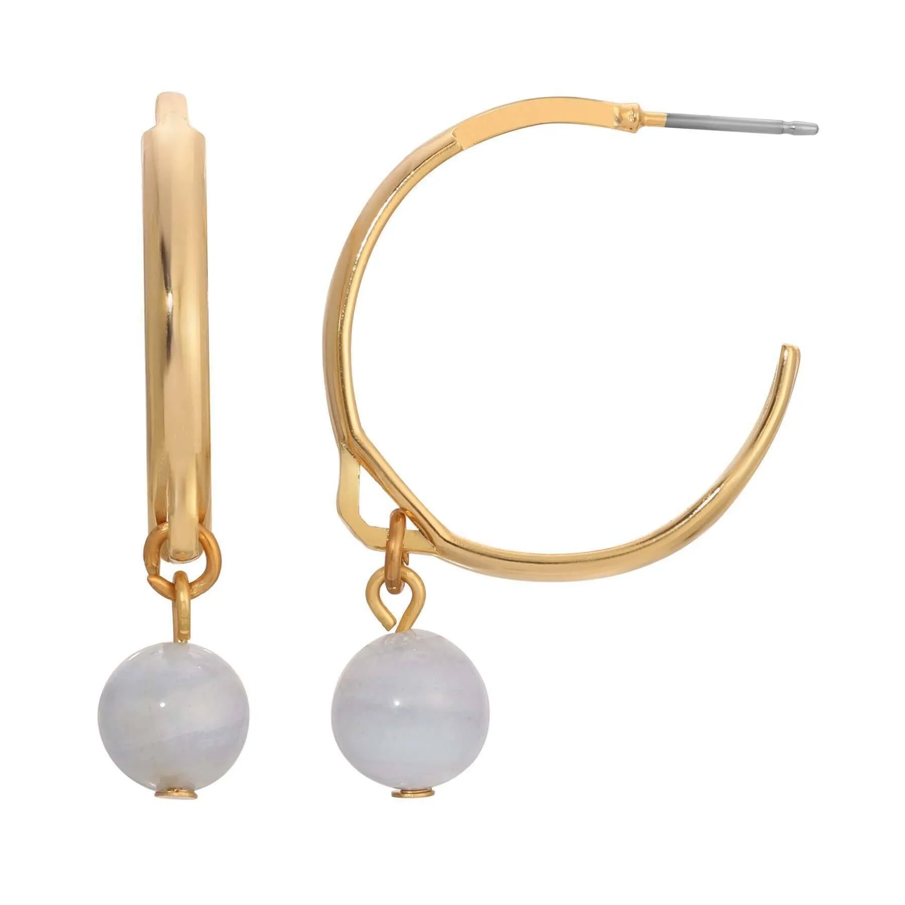 1928 Jewelry Round Gemstone Gold Hoop Earrings 1928 Jewelry