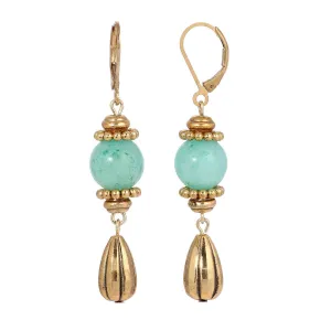 1928 Jewelry Round Gemstone Melon Cut Teardrop Earrings 1928 Jewelry