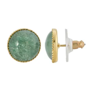 1928 Jewelry Round Green Aventurine Semi Precious Stud Earrings 1928 Jewelry