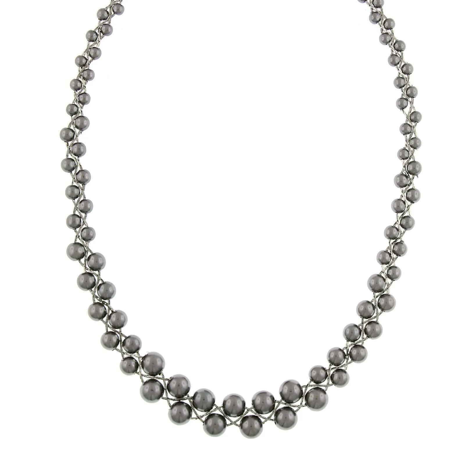 1928 Jewelry Round Intertwined Tahitian Grey Faux Pearl Strand Necklace 18"   3" Extender 1928 Jewelry