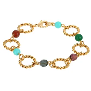 1928 Jewelry Round Link Multi Color Bead Bracelet 1928 Jewelry