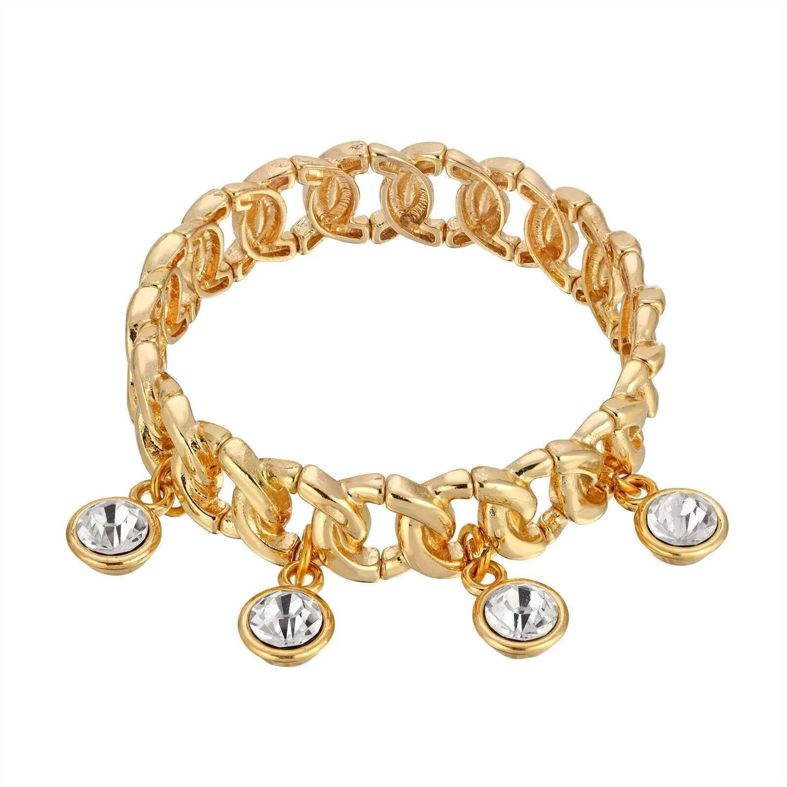 1928 Jewelry Round Multi Crystal Link Stretch Bracelet 1928 Jewelry