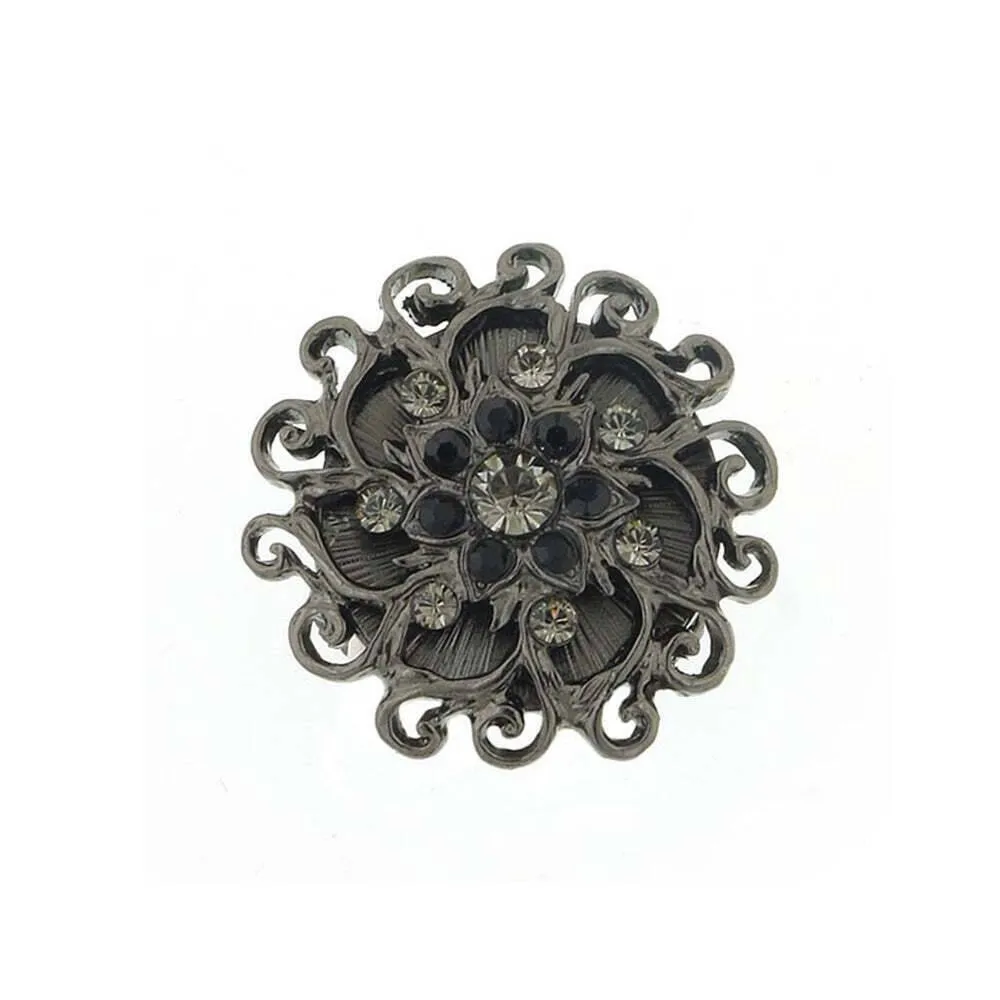 1928 Jewelry Round Multi Crystal Ornate Flower Stretch Ring 1928 Jewelry