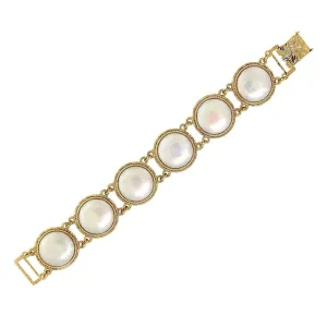 1928 Jewelry Round Multi Link Flower Stone Clasp Bracelet 1928 Jewelry