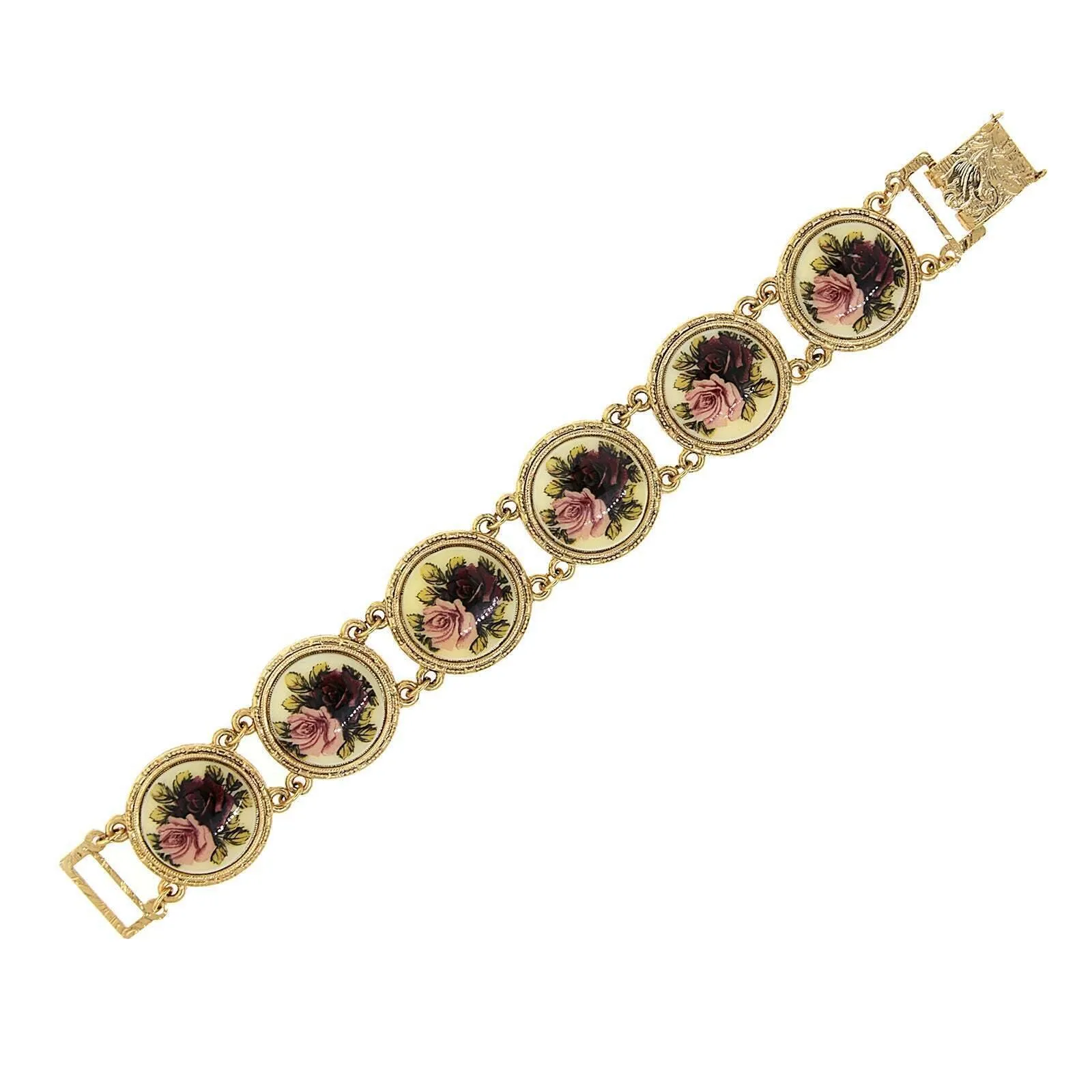 1928 Jewelry Round Multi Link Flower Stone Clasp Bracelet 1928 Jewelry
