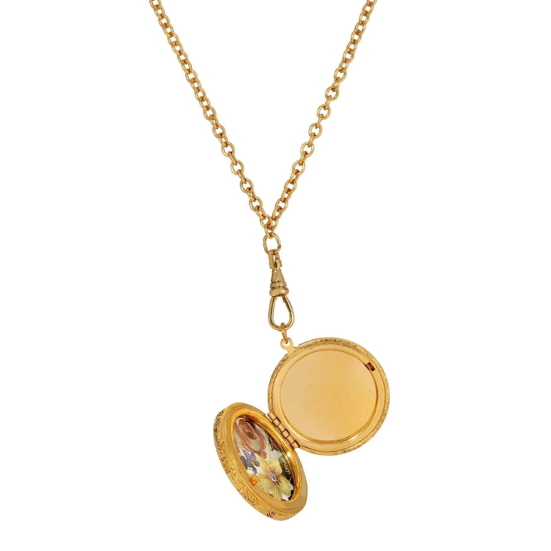 1928 Jewelry Round Multicolor Flower Glass Swivel Pendant Locket Necklace 28" 1928 Jewelry