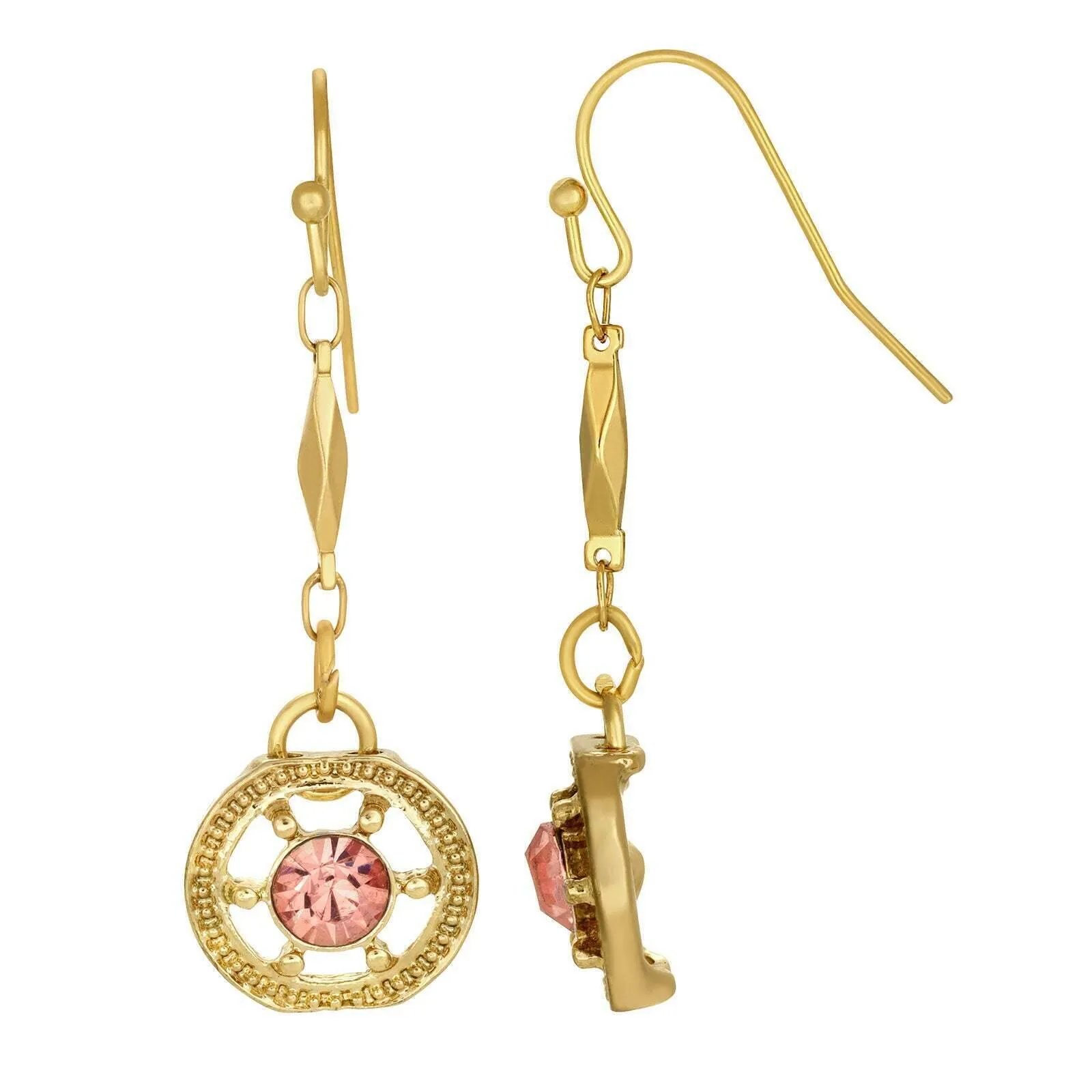1928 Jewelry Round Ornate Crystal Drop Earrings 1928 Jewelry