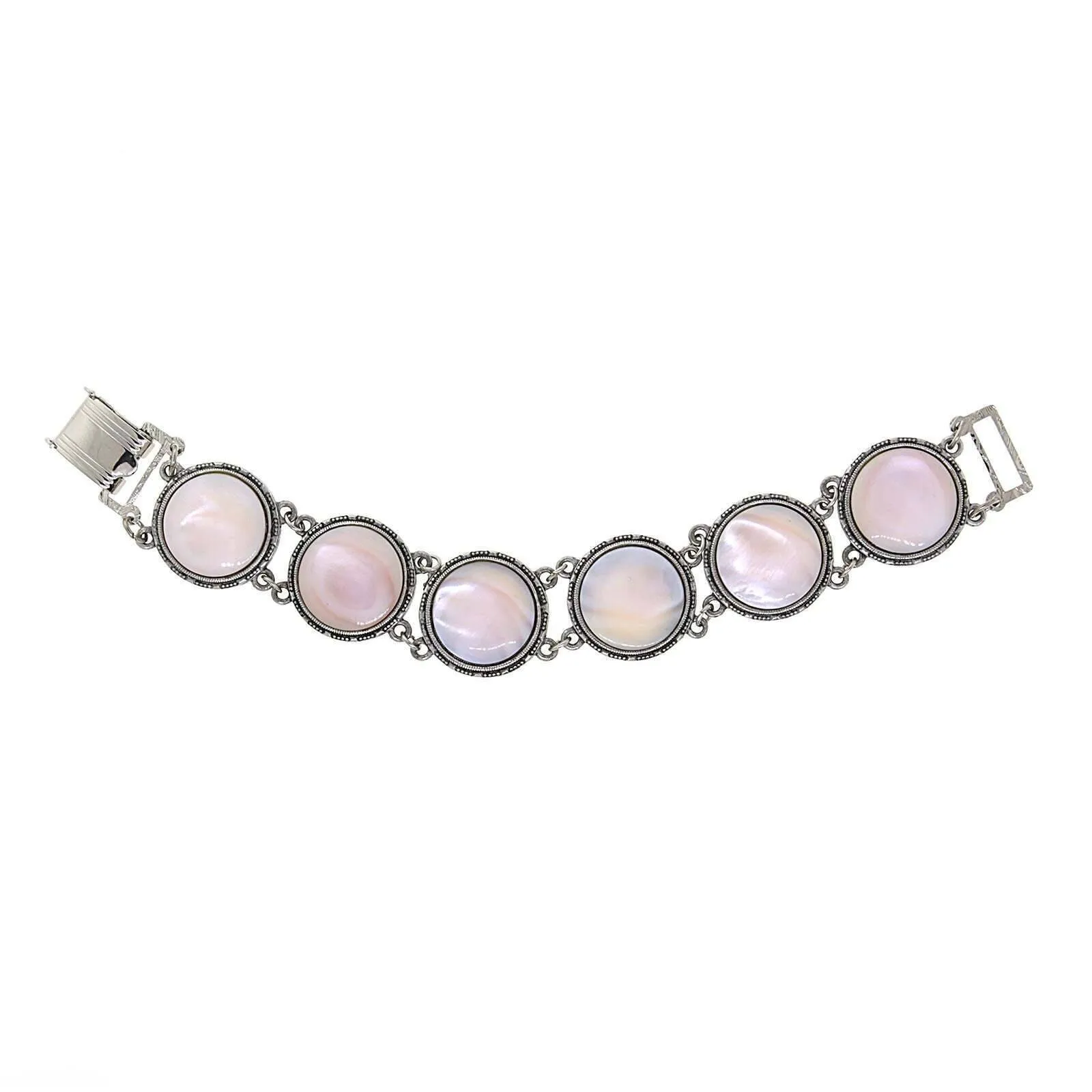 1928 Jewelry Round Pink Mother Of Pearl Clasp Bracelet 1928 Jewelry