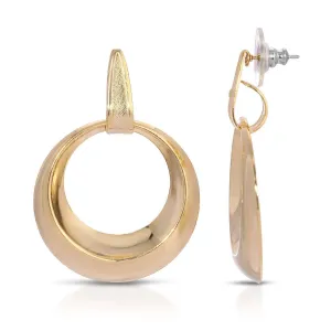 1928 Jewelry Round Polished Hoop Post Drop Earrings 1928 Jewelry