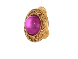 1928 Jewelry Round Purple Amethyst Button Clip On Earrings 1928 Jewelry