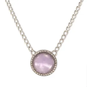 1928 Jewelry Round Purple Amethyst Semi Precious Pendant Necklace 16"   3" Extender 1928 Jewelry